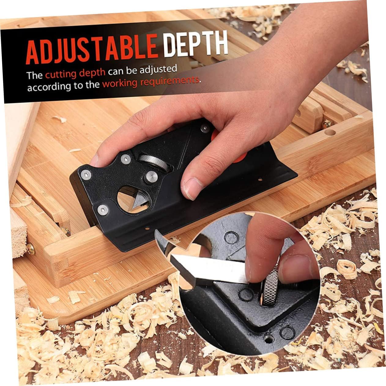 Mikikit 1Set Woodworking Chamfer Plane with Replaceable Blades and Gradienter Manual Hand Planing Tool for Precision Trimming and Planing for DIY Enthusiasts and Professionals