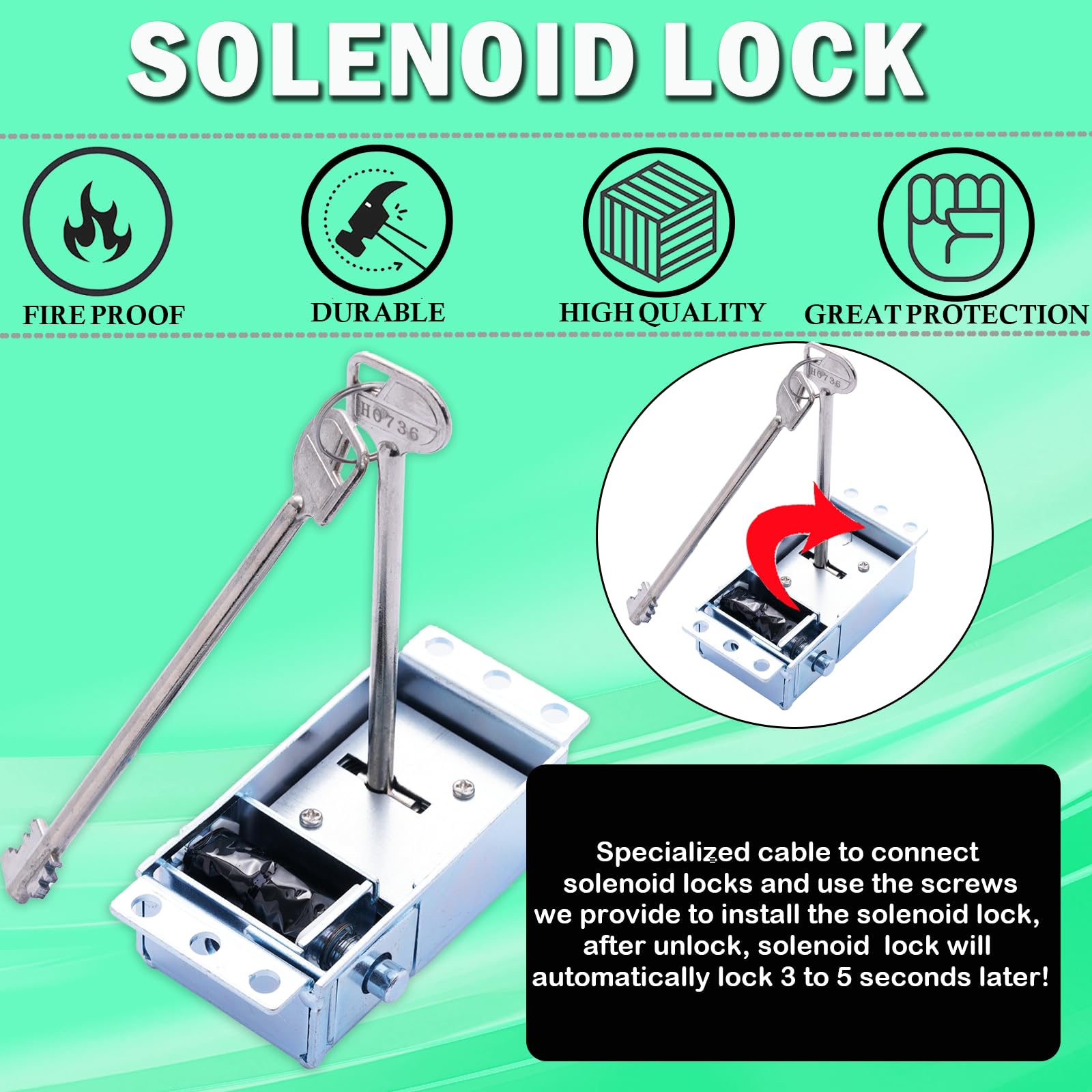 Serrure à Solénoïde MOUNTPARTS MT-019SLM – Avec Clavier Chromé Et 2 Clés – Pour Arme Et Objets De Valeur