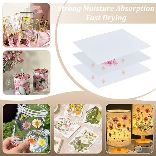 PH PandaHall 50 Sheets Blotting Paper for Flower Press, Absorbent Paper Large A4 Flower Press Papers Herbarium Papers Blotter Sheets for Herbarium Craft Dried Flowers Making, 11.8x7.8inch