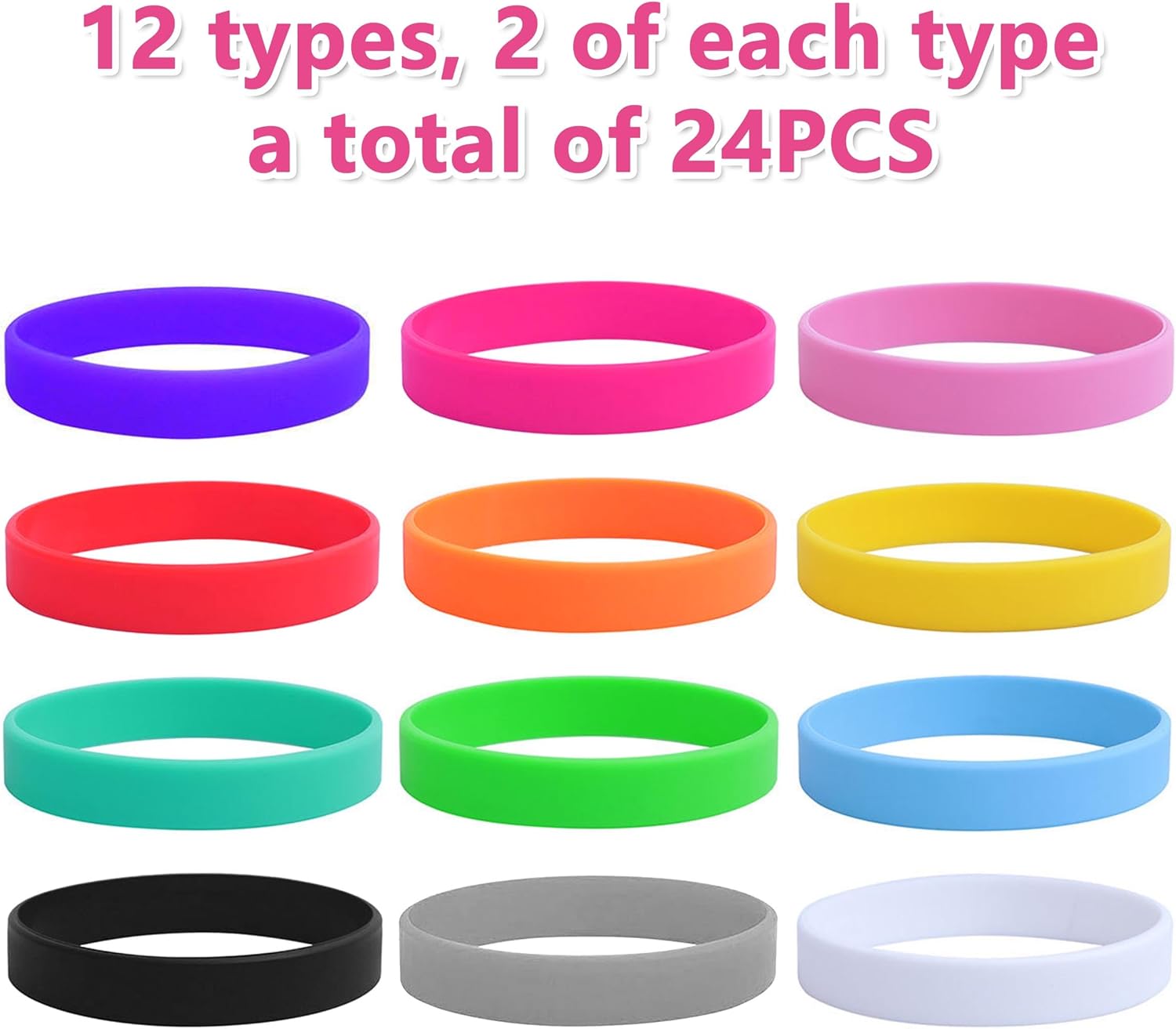 Lesnala 24Pcs Silicone bracelet 12 Colors Solid color rubber wristbands Colored Stretch wristbands for events Men Women Teen Games Teams Party Favors - Image 7