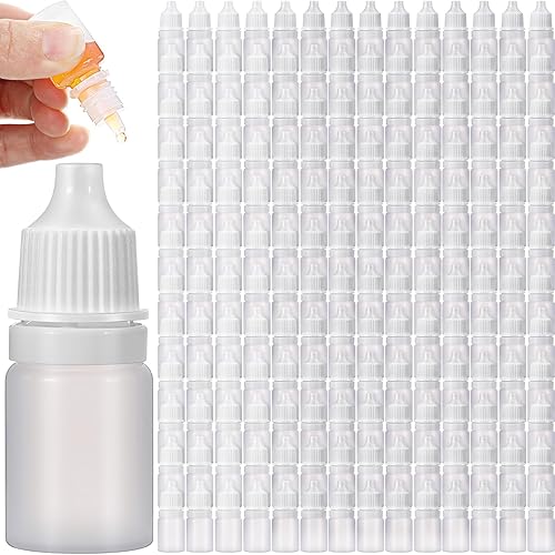200 botellas cuentagotas vacías para ojos, recipiente pequeño de plástico líquido, cuentagotas portátiles exprimibles para ojos con tapas y tapón
