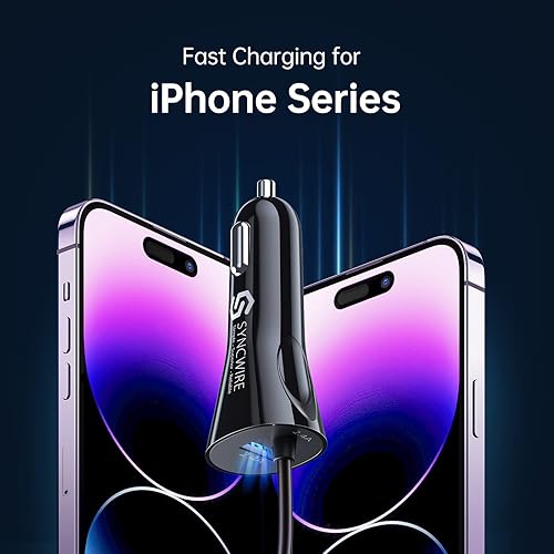 Vista 13 de [Certificado Apple MFi] Syncwire Cargador de coche iPhone 4.8A/24W Cargador rápido de teléfono para coche, encendedor de cigarrillos, adaptador USB