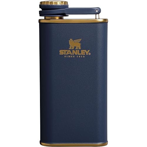 Stanley Classic Easy Fill Wide Mouth Flask 8 oz | Leakproof Hip Flask | Hinge Connected Never Lose Cap | Insulated Stainless Steel Liquor Container | BPA-Free | Twilight
