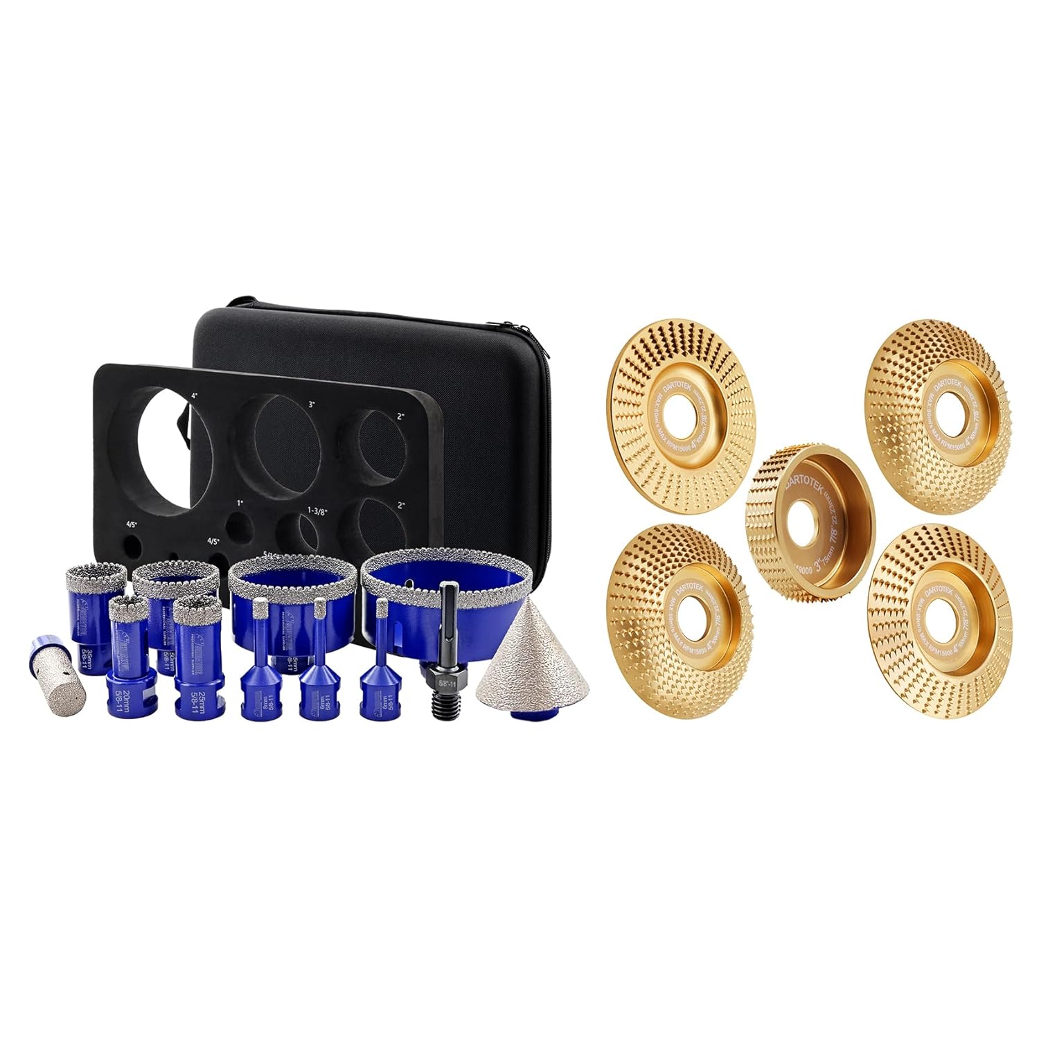 SHDIATOOL Diamond Drill Core Bits Kit Hole Saw Sets Diamond Drilling Mould Guide for Porcelain Tile Marble Ceramic Granite with Hollow EVA Guide Jig 12pcs(6/6/8/20/25/35/50/75/100/20MM/2inch/SDS)