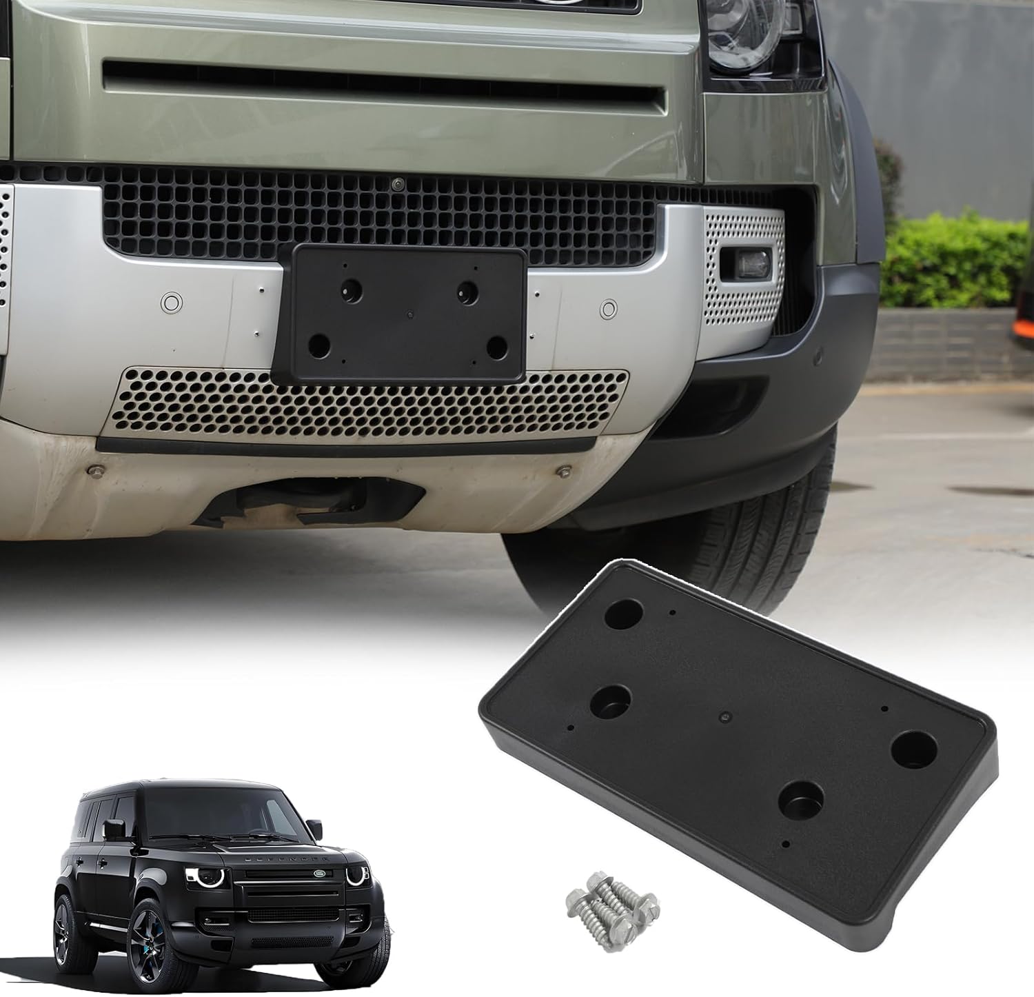 License Plate Frame Bracket Compatible with Land Rover Defender 2020-2025,ABS Tag Frame Front Bumper License Plate Holder Mount Adapter Relocation Kit Accessories 1PCS