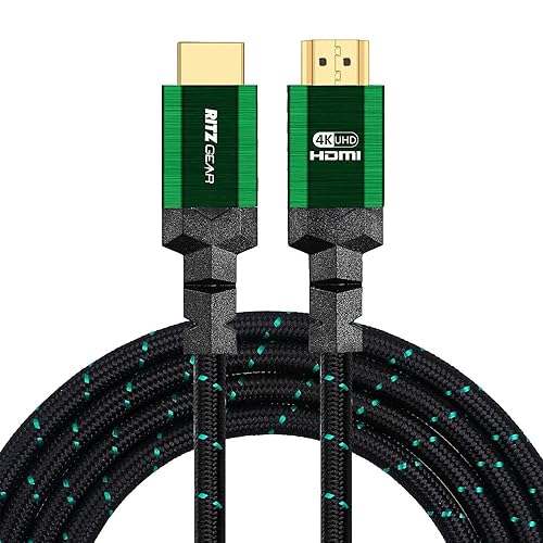 Ritz Gear Cable HDMI 2.0 4K de 8 pies [paquete de 5] cable de nailon trenzado de alta velocidad de 18 Gbps y conectores dorados - 4K