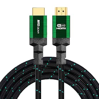 Ritz Gear 4K HDMI 2.0 Cable 30 ft. [2 Pack] 18 Gbps Ultra High Speed Braided Nylon Cord & Gold Connectors - 4K@60Hz/UHD/3D/2160p/1080p/ARC & Ethernet. Compatible with UHD TV/Monitor/PC/PS5/Xbox