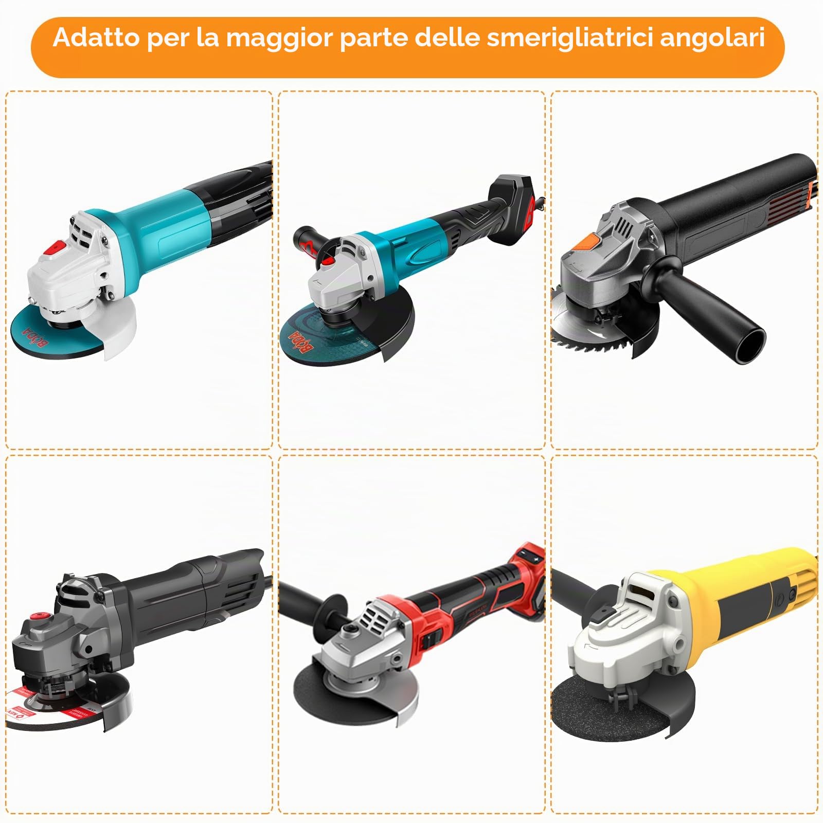 7 pezzi di ricambio per smerigliatrice angolare, chiave a flangia, con 6 dadi interni in metallo con flangia esterna e accessori per chiavi a flangia