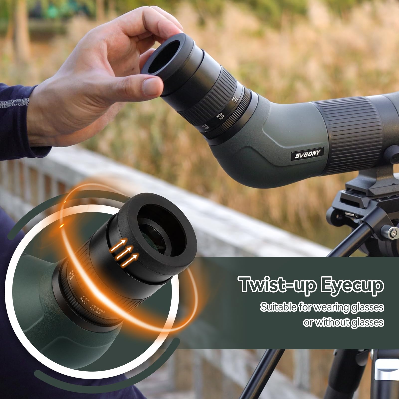 Svbony SA401 APO Lunety Obserwacyjne, 25-75x100mm Apochromatyczny Podwójny Obiektyw ED FMC, Digiscoping Kompatybilny z Kamerą Wi-Fi SC001, IPX7 Wodoodporny Dla Ptaków Oglądania, Strzelanie do Celów