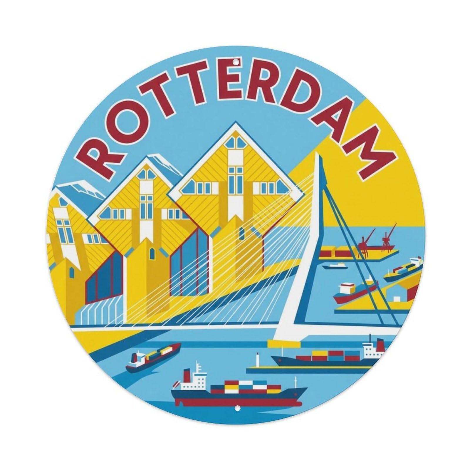 Retro Travel Netherlands Rotterdam Metal Tin Sign