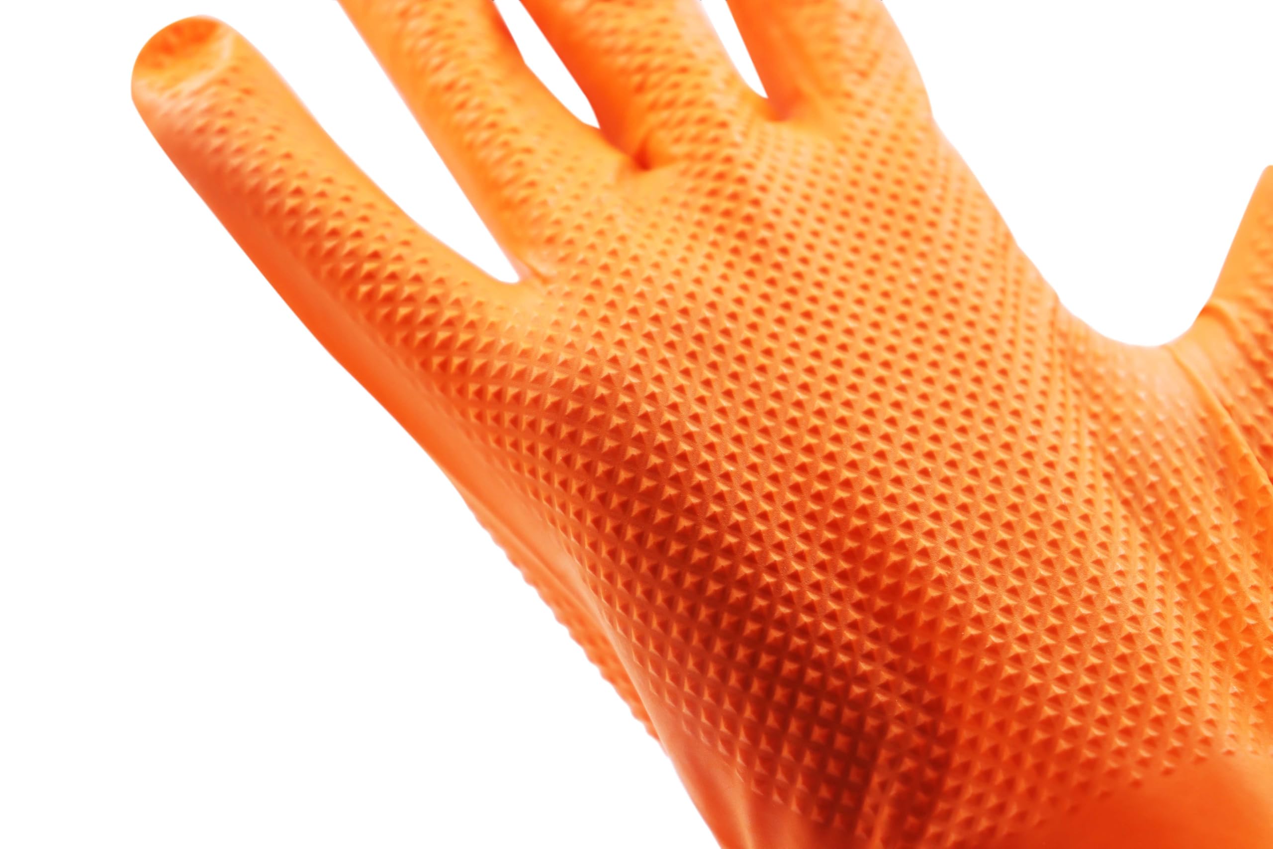 KMINA Guanti in Nitrile Arancioni Diamantati per Meccanico, M (500 pz) | Monouso, senza Polvere né Lattice, Ambidestri, Polsino Flangiato, Resistenti a Oli e Grassi, Officina, EN 374, Touchscreen