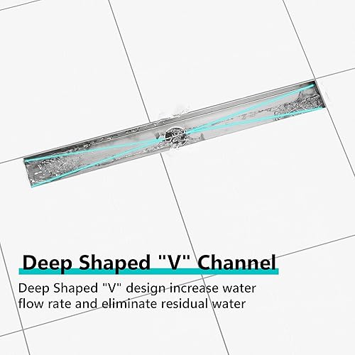 Miniatura 5 de Neodrain Drenaje de ducha lineal de 28 pulgadas con rejilla de inserción de azulejos, fabricante profesional de drenaje de piso de ducha rectangular