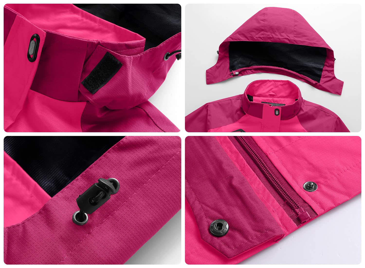 YSENTO Chaqueta de senderismo para mujer, impermeable, ligera, transpirable, con capucha desmontable