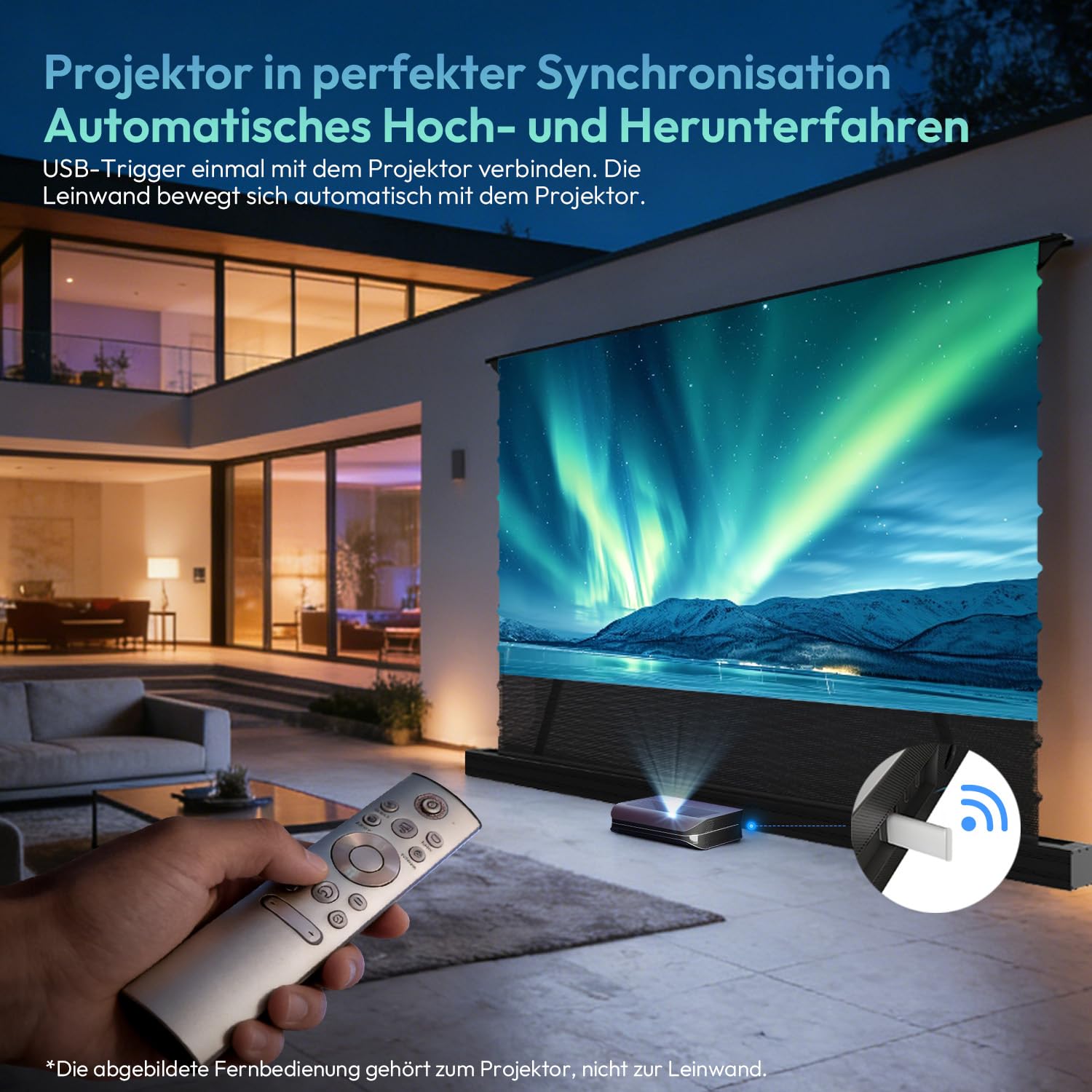 Beamer Leinwand, 100 Zoll Bodenstehend Ausziehbar Elektrisch, ALR CLR, 4K UHD Laser TV Bildschirm,Heimkino Tragbar, Screen für Ultrakurzdistanzprojektor, Keine Montage, Classic
