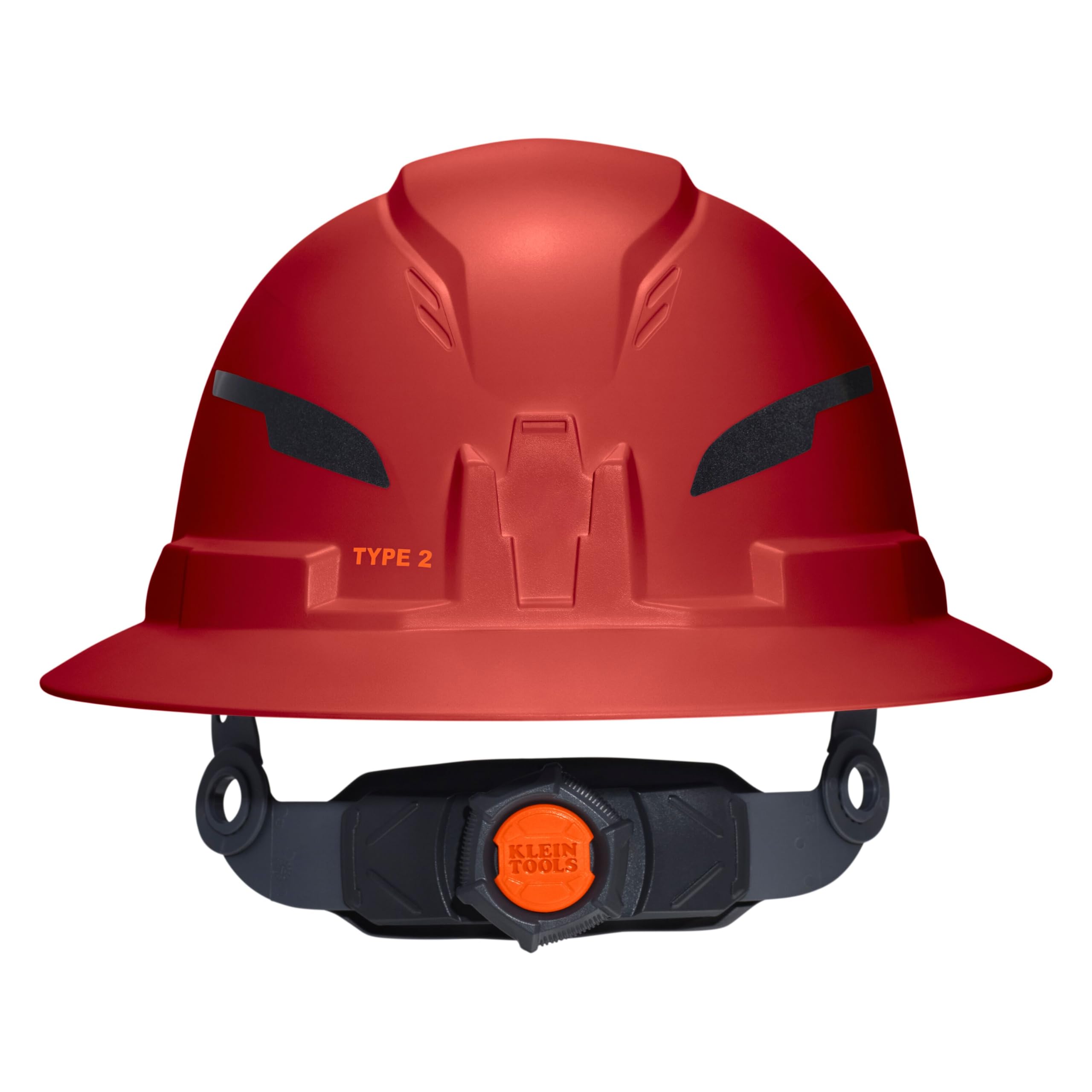 Klein Tools 60920T2 Casque de sécurité type 2 à bord intégral non ventilé Classe E avec mentonnière Suspension à 6 points de fixation pour accessoires et rembourrage lavable Rouge
