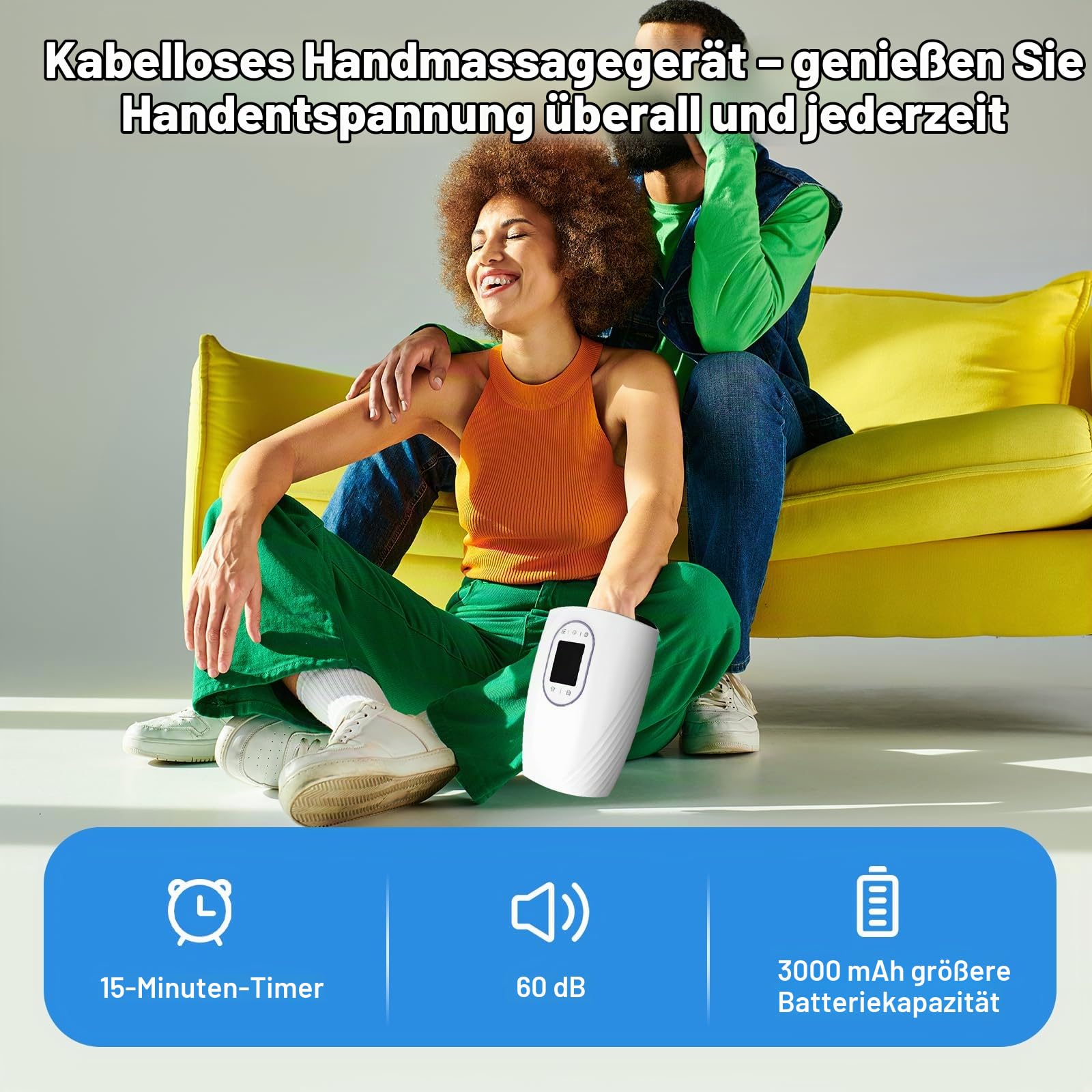 Cordless Handmassagegerät,Elektrisches Handmassagegerät, wiederaufladbares hand massagegerät mit Heizung Kompression, Ideal zur Linderung von Handermüdung,geeignet als Geschenk für Männer und Frauen