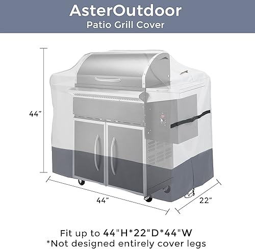 Miniatura 2 de ASTEROUTDOOR Parrilla de patio impermeable, tela Oxford 600d tejida teñida de hilo resistente, cubierta de barbacoa para exteriores, 44 x 22 x 44