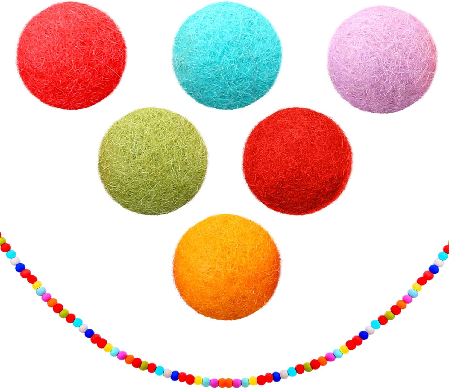 Rainbow Christmas Wool Felt Ball Garland 9ft 110 Balls Handmade Christmas Pom Pom Garland Colorful Xmas Hanging Ornaments for Xmas Tree Mantle Wall Table Centerpiece Wedding Classroom Party Supplies