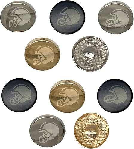 Casco de fútbol americano deportivo de 0.6 pulgadas (0.591 in) botones redondos de metal para costura, juego de 10 unidades, color dorado