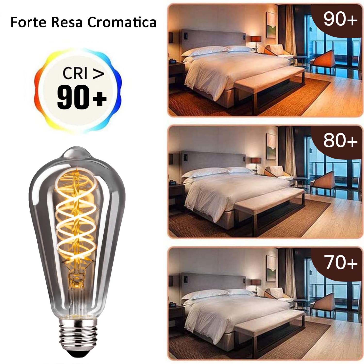 Lampadina Vintage E27, Lampadine e27 luce calda dimmerabile ST64 6W E27 Lampadina LED Edison Vintage ideale per l'illuminazione nostalgica e retrò nel bar di casa, vetro grigio - 6 pezzi(3PBT2)