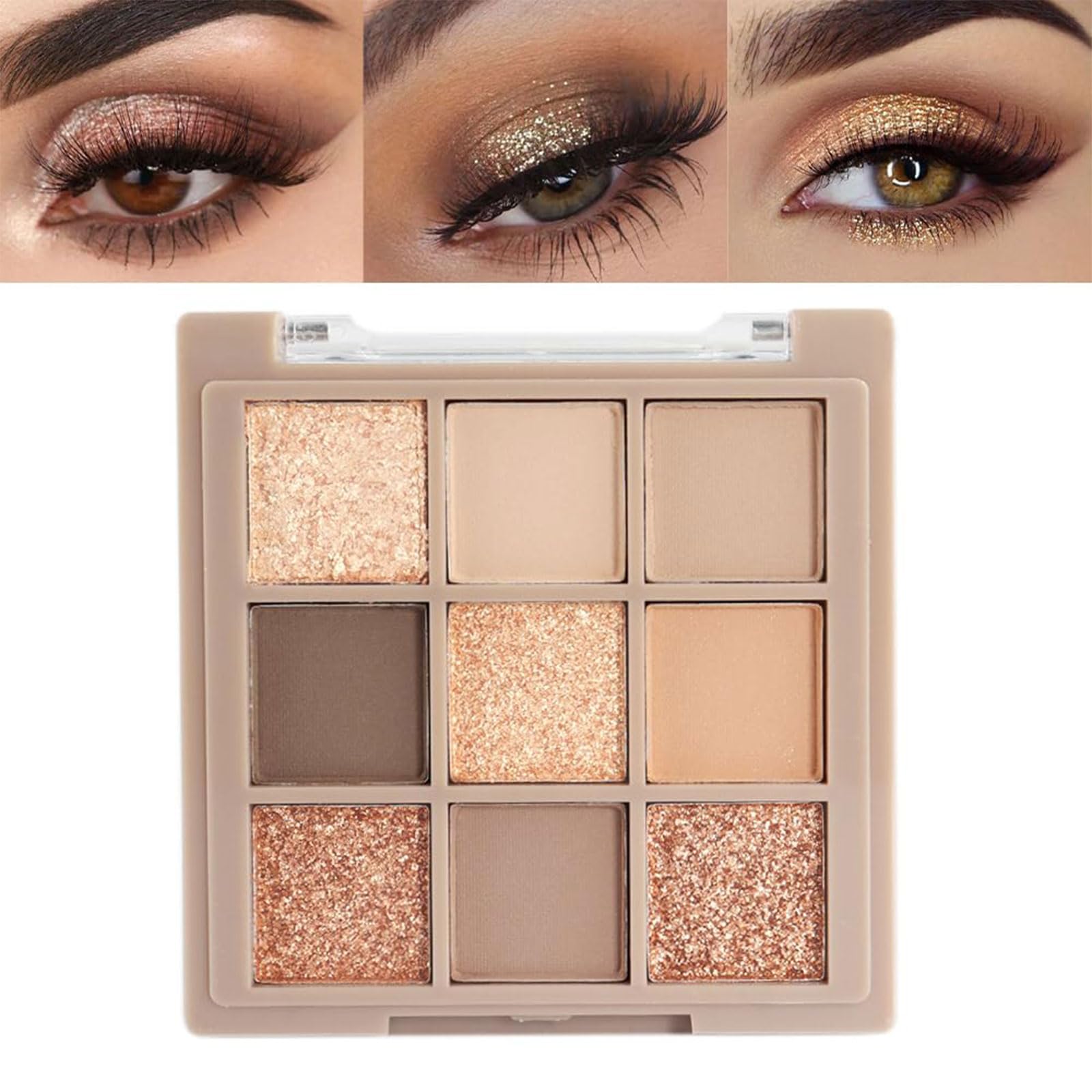 BelleVive Paleta de sombras de ojos mate en tonos nude y marrón, maquillaje, sombras de ojos duraderas y resistentes al agua, 9 tonos combinables con acabados suaves, mate y brillante, 05#