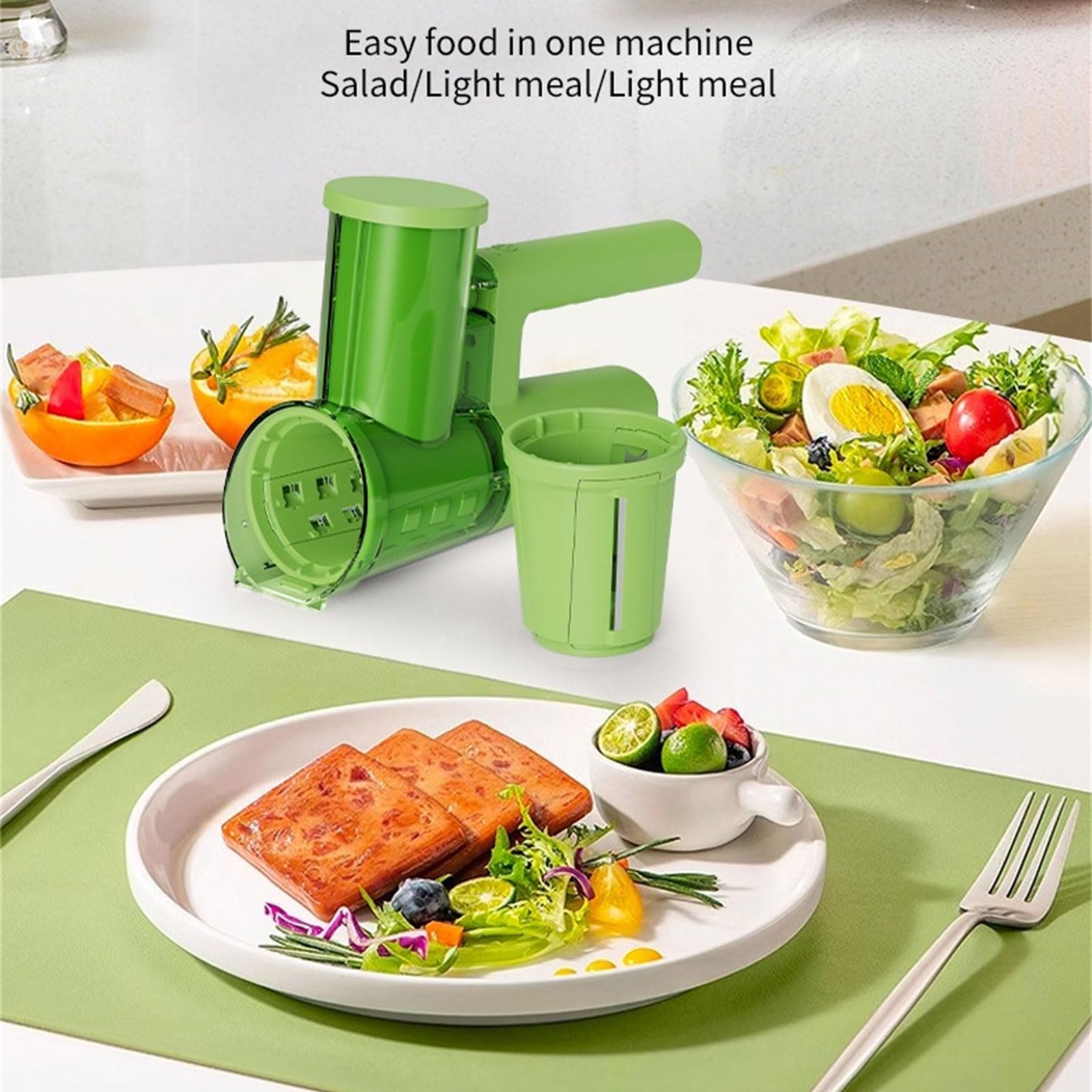 Rallador eléctrico de verduras con 3 funciones para cortar rallar y triturar, diseños seguros, herramienta de cocina fácil