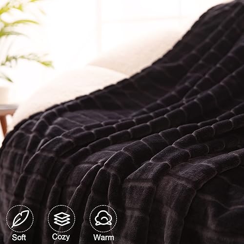 Miniatura 3 de Bertte Manta de Tiro, 330 GSM Súper Suave Ligera de Lujo Mantas de Forro Polar para Sofá Sillón Cama Ultra Lujosa Cálida y Acogedora para Todas las