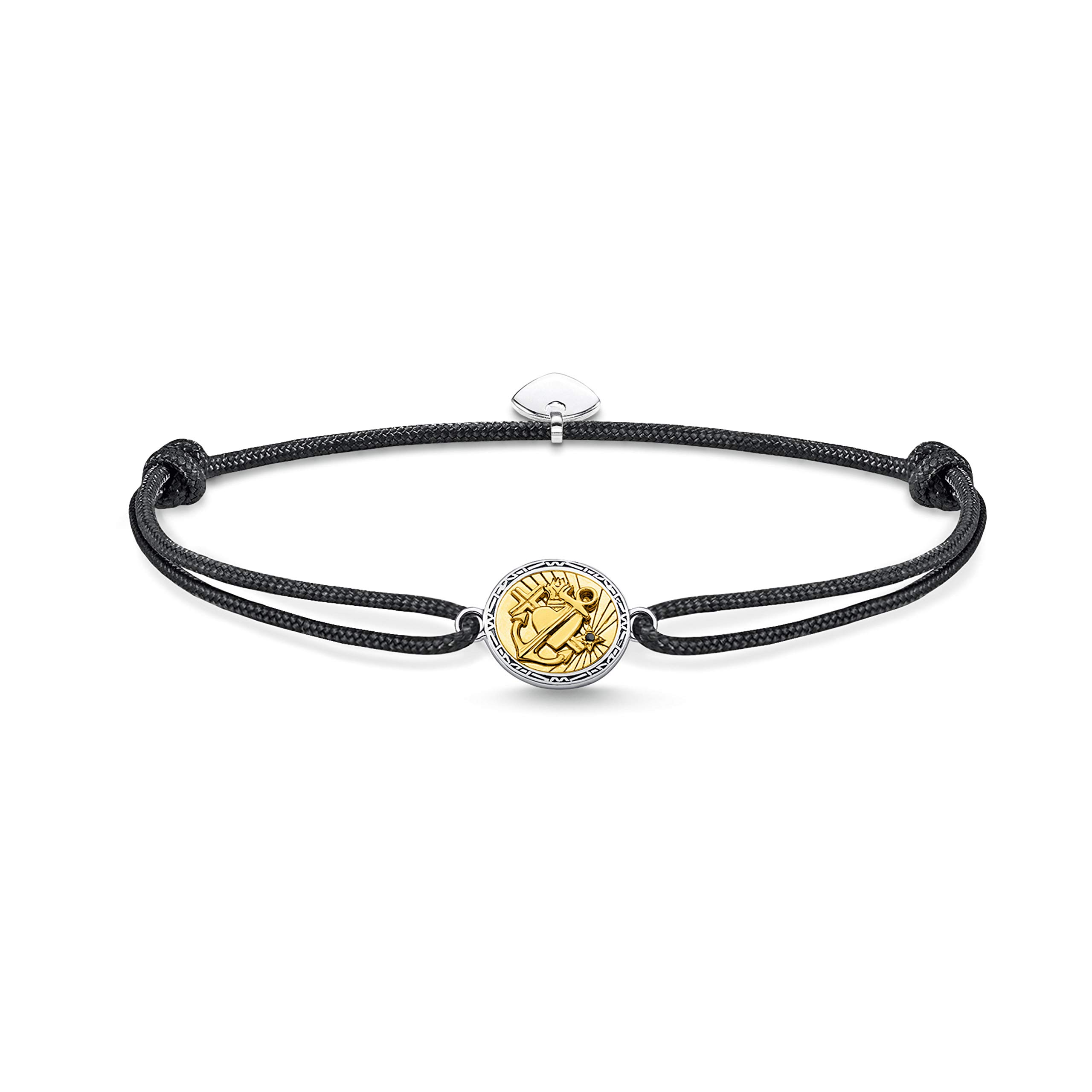 Thomas Sabo Bracelet Little Secret faith, love, hope 925 Sterling Silver, Blackened, 18k Yellow Gold Plating, Nylon