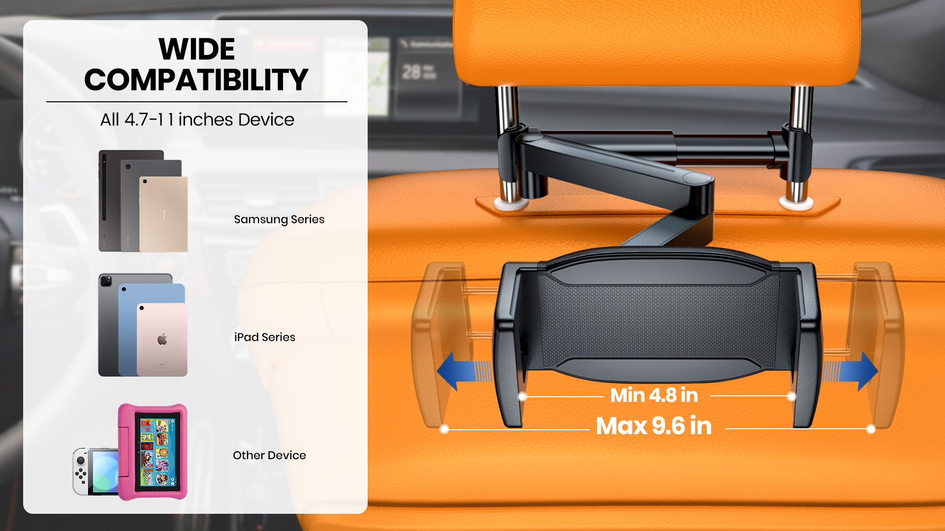 Amazon.com: eSamcore for iPad Car Holder Back Seat, 1.57