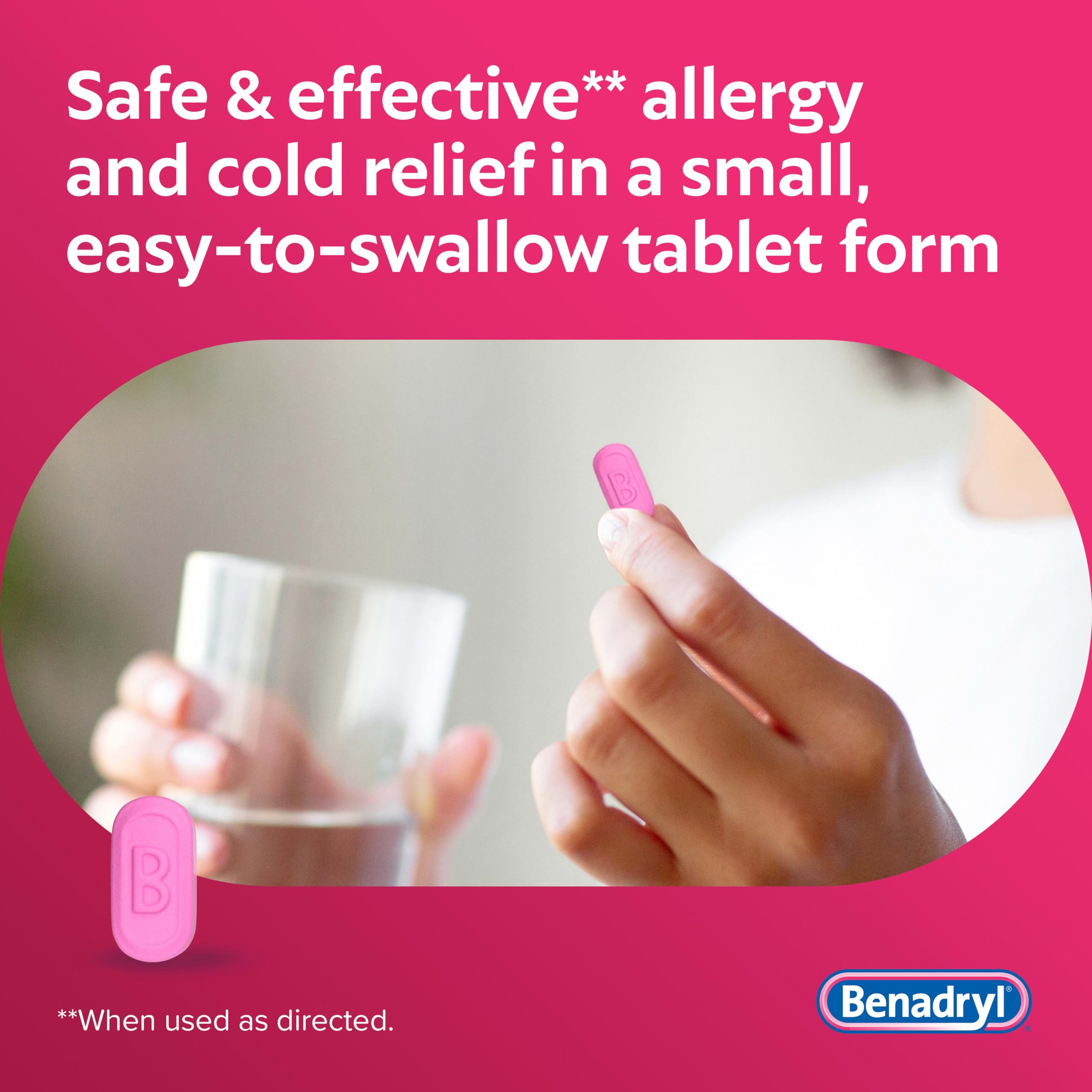 Benadryl Ultratabs Allergy Relief, 25 mg Diphenhydramine HCl, 100 Ct — Amazon image 3