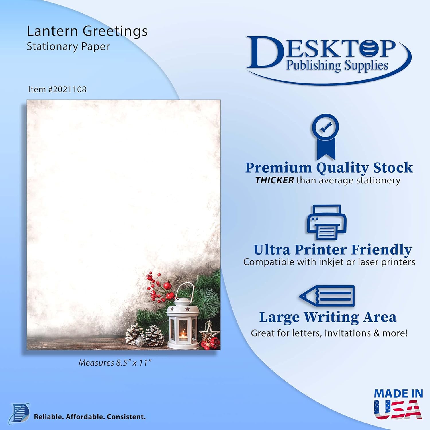 Lantern Greetings Holiday Stationery Paper - 50 Sheets Letterhead for Winter & Christmas Events : Office Products