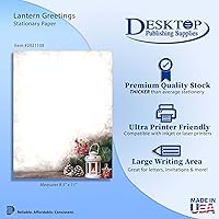 Vista 2 de Lantern Greetings - Papel de papelería navideño, 50 hojas con membrete para eventos de invierno y Navidad