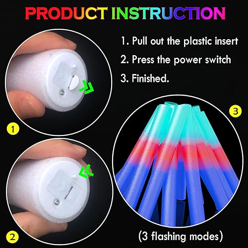 Miniatura 3 de KOSNPATY 35 varillas de espuma brillantes a granel, varillas de espuma con luz LED, suministros de fiesta que brillan en la oscuridad para niños y