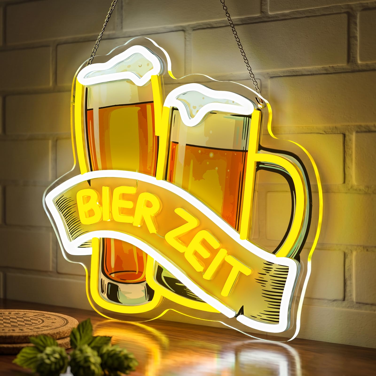 Bier Zeit Neon Schild, Beer Neon Schild für Wanddekoration, USB Bar LED Schild, Bierkrug Neon Sign, Bier Neonlicht für Zuhause Bar Pub Club Party Männerhöhle Geschenk