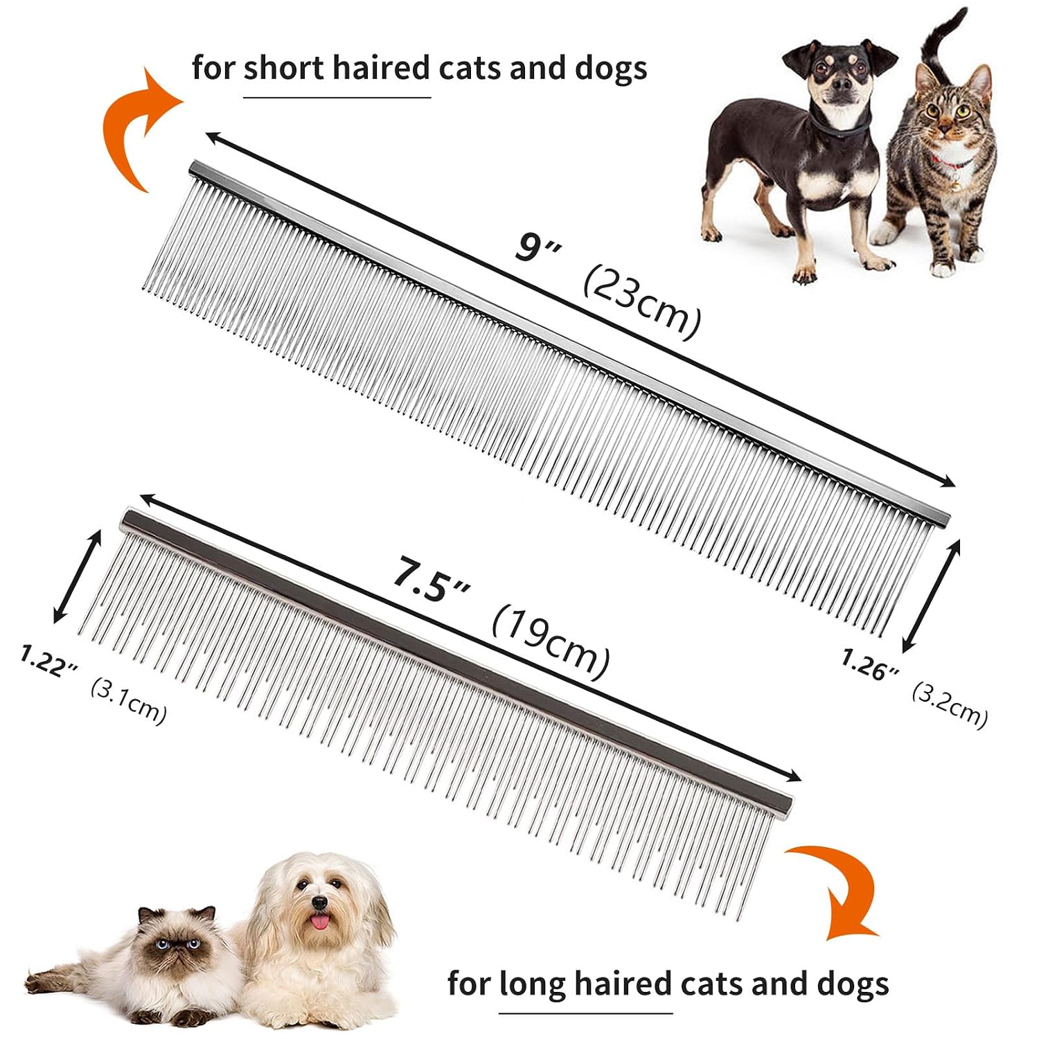 Cat Comb for Long Haired Cats, Metal Dog Combs for Grooming for Dogs and Cats Butter Comb