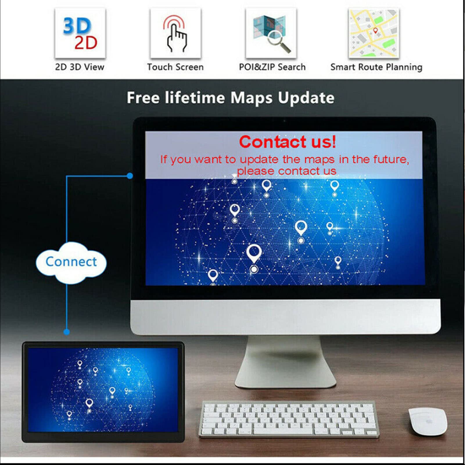 VBESTLiFE NavegacióN GPS, Instrumentos eléCtricos de NavegacióN con Pantalla TáCtil HD de 7 Pulgadas, 8 GB de ROM, 256 MB de RAM, Recargable, Compatible con WiFi, para AutomóViles y Camiones