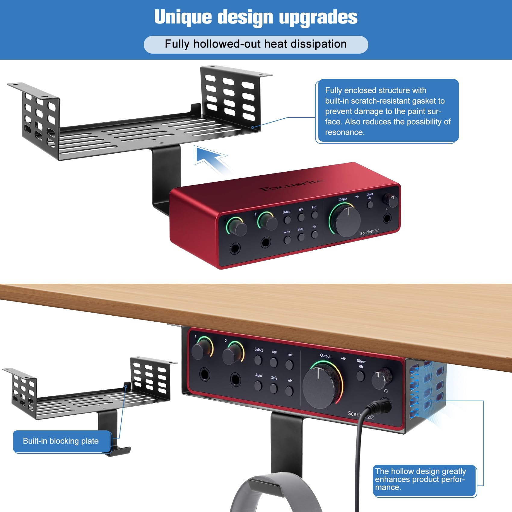 Amazon.co.jp: Focusrite Scarlett 2i2 第4世代用メタルアンダーデスク