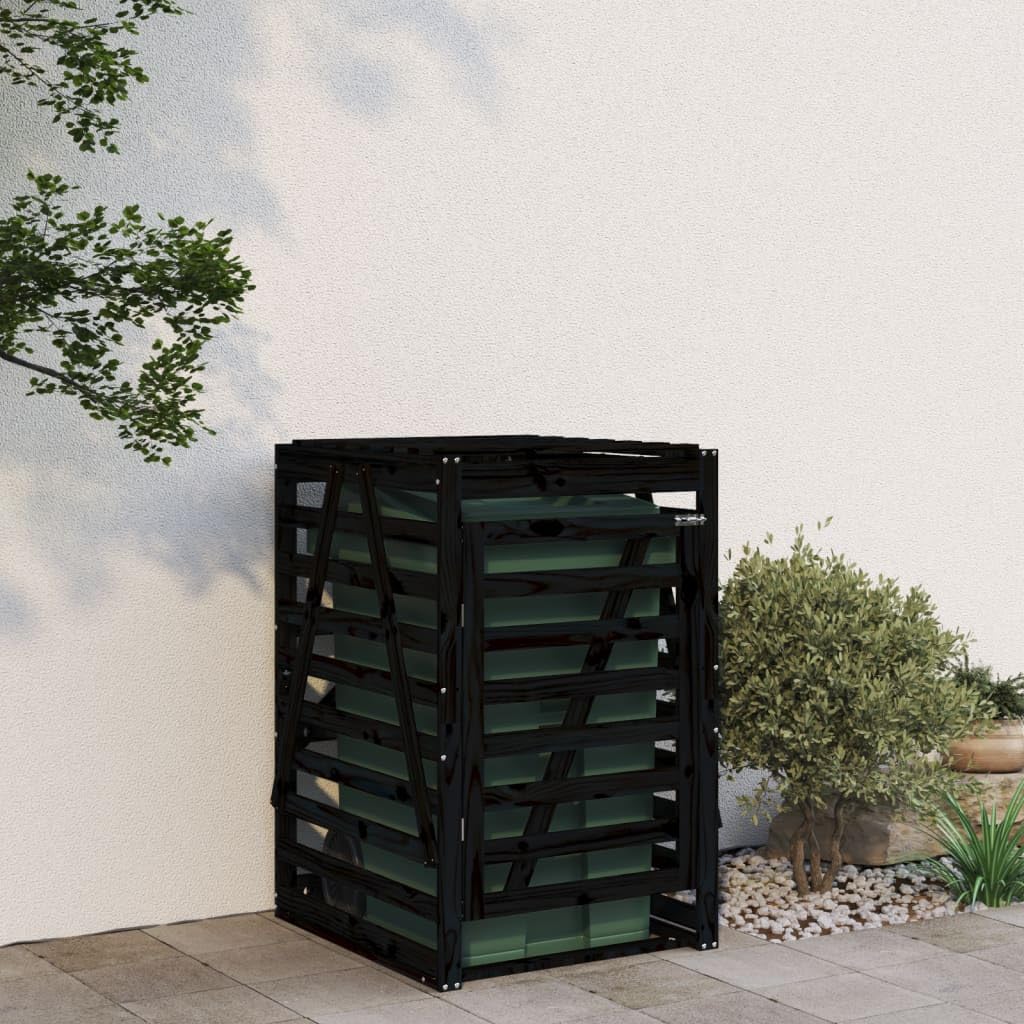 Cobertizo para Cubos de Basura Madera Pino Negro 84x90x128,5 cm,Casa y jardín,Productos del hogar,Accesorios para contenedores de residuos,Soportes para contenedores de residuos,23kg-825104