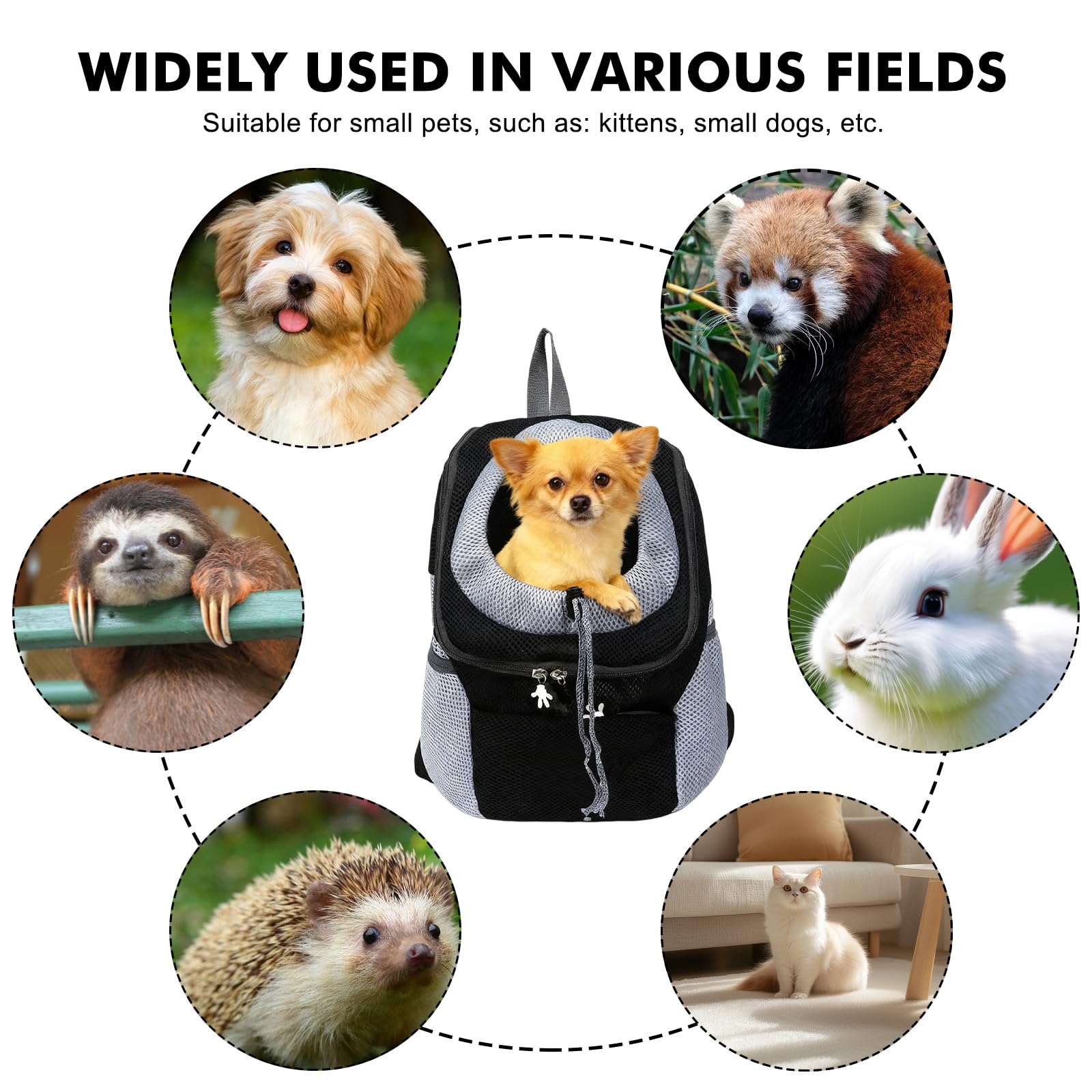 Mochila transportadora para perros: 34 x 30 x 16 cm, color negro, plegable, mochila para mascotas para perros pequeños y gatos, mochila para mascotas de 1 a 5 kg, bolsa para cachorros