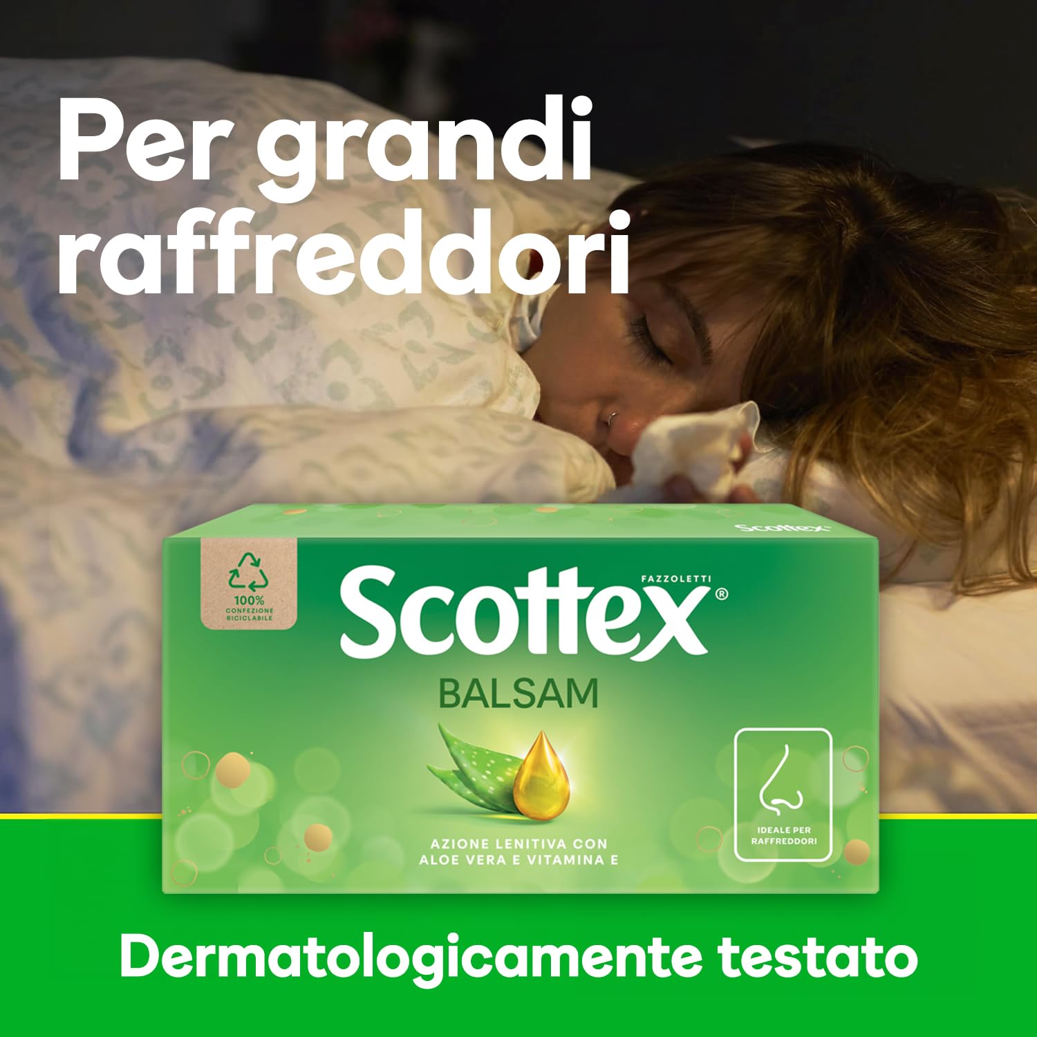Scottex Box Fazzoletti Balsam, Con Estratto di Aloe Vera, Ultra Delicati per il Naso, 1.728 Pz, 24 Confezioni da 72 Veline