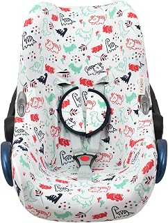 JYOKO Kids Funda de algodón para Silla de Coche Compatible con Maxi Cosi Cabriofix, Portabebe gr 0 (Dino Party)