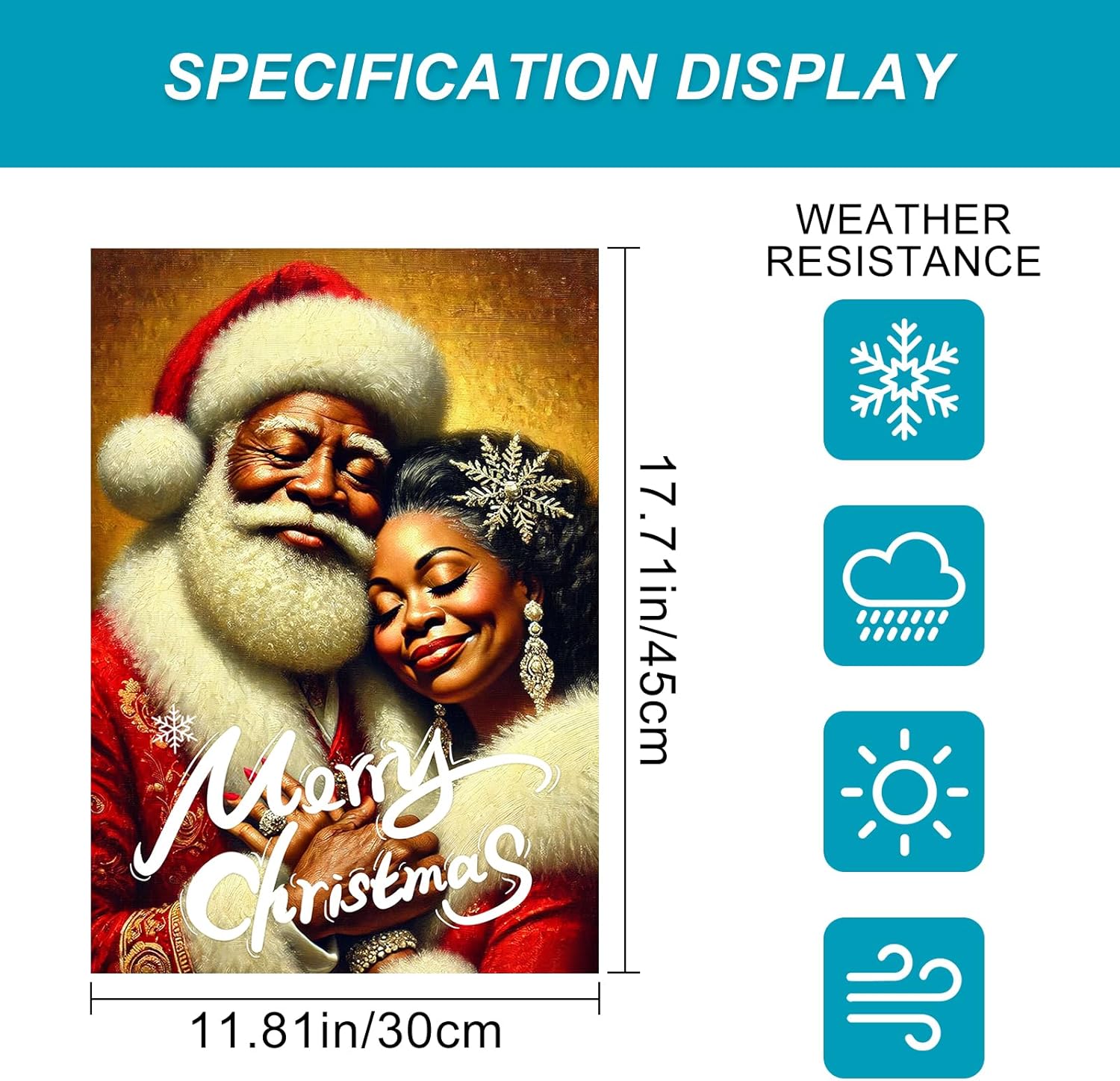 Santa and Mrs. Christmas Garden Flag 12x18" Double Sided Black Santa Merry Christmas Small Yard Flag Winter Outdoor Decorations - Image 3