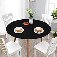Vista 2 de NEWISHER Mantel redondo ajustable de elastano elástico negro con bordes elásticos para comedor, picnic y patio, 48 pulgadas