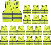 20 Pack Yellow ANSI Class 2 Safety Vests - High Visibility Reflective Mesh Work Vests for Construction, Traffic, Warehouse