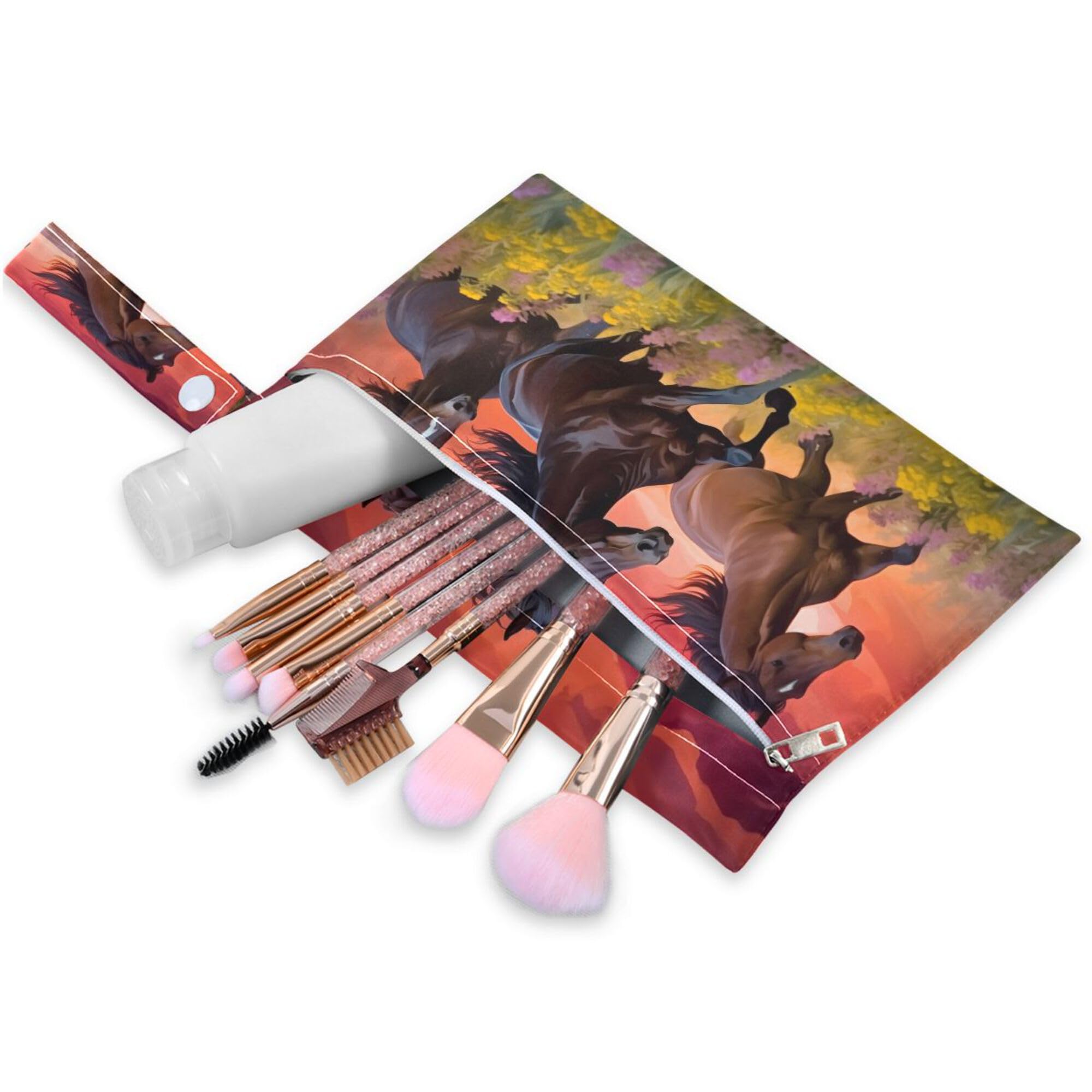 PYBUG Horse Wet Dry Bags Sets Waterproof Reusable with Two Zippered Pocket for Diaper,Swimsuit,Gym Clothes,2 Pack