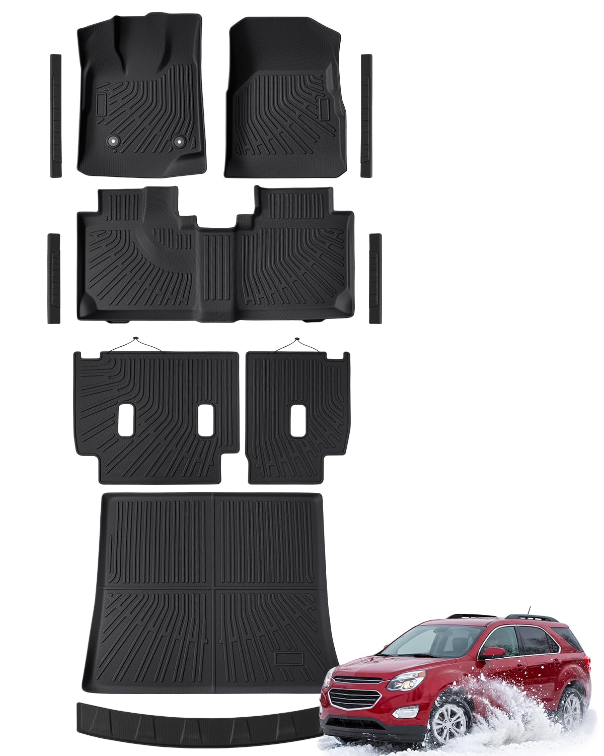 Car Floor Mats for Chevy Equinox &amp; for GMC Terrain 2012-2017, Black