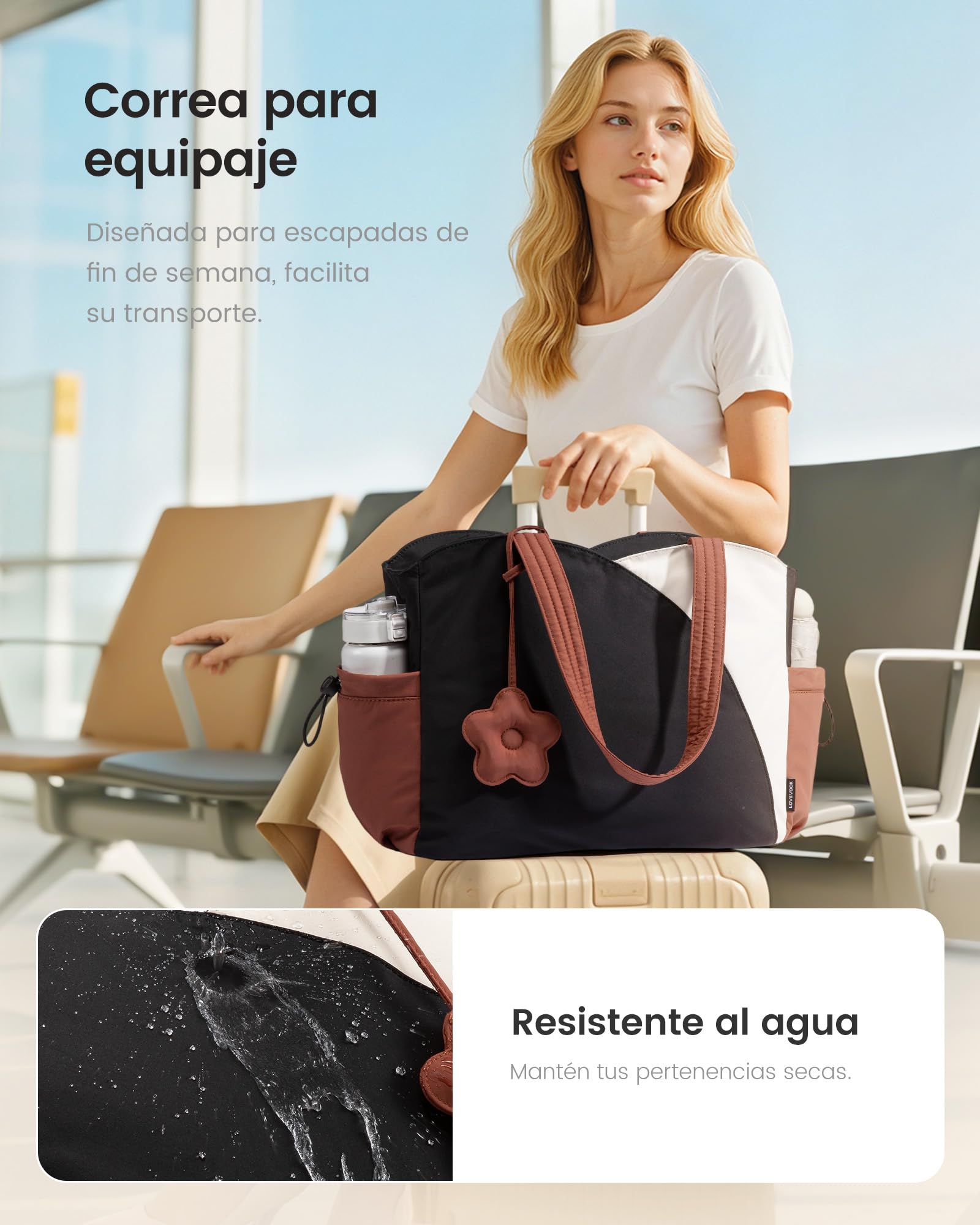 LOVEVOOK Bolso Mujer Grande, Puffer Bolso Universidad Shopper, Bolsos Ordenador Portatil Tote Bag para Universitarias Trabajo Oficina
