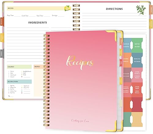 Vista 8 de Libro de recetas para escribir en tus propias recetas, libro de recetas en blanco, cuaderno de recetas de tapa dura, diario de recetas con capacidad