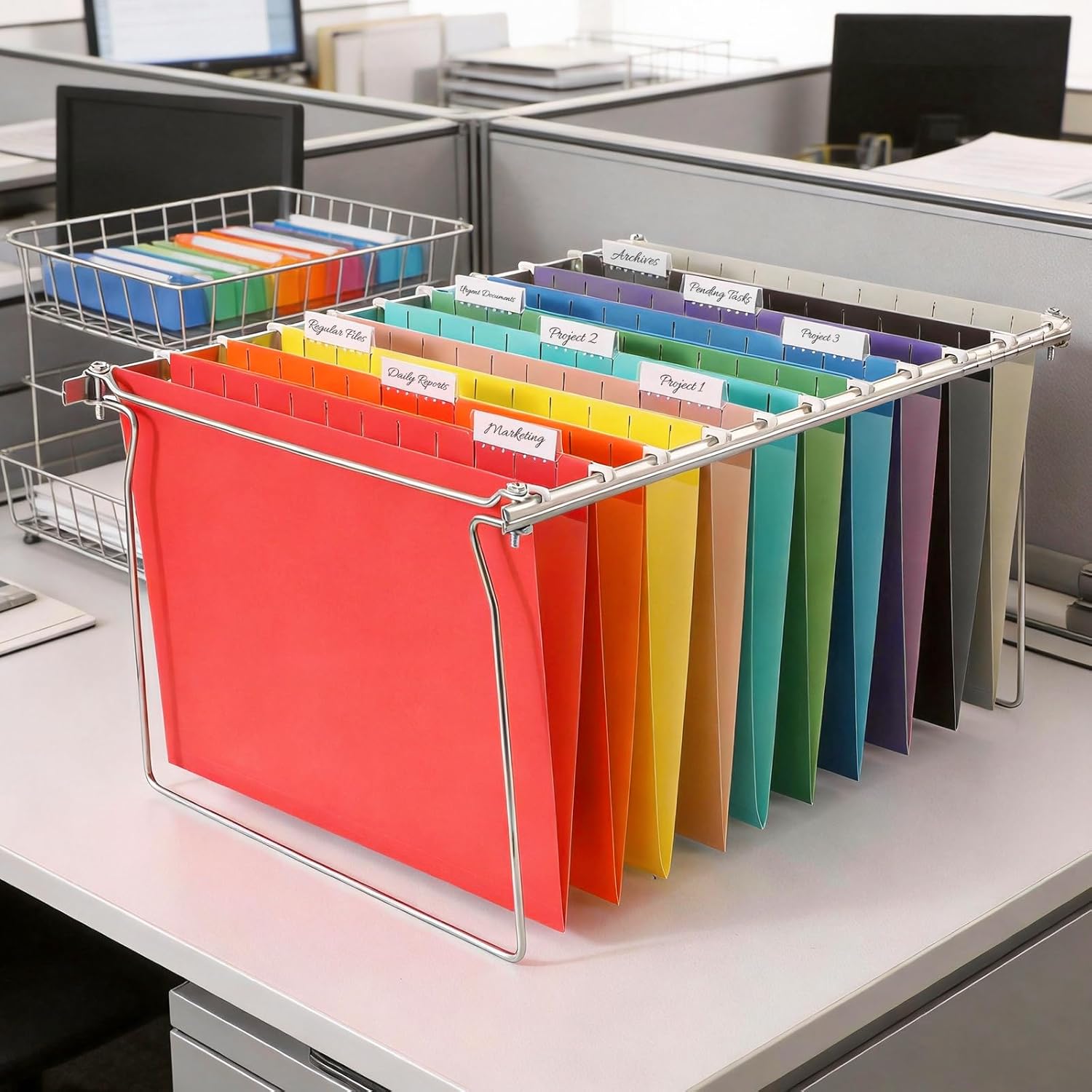 SUNEE Hanging File Folders, 50 Pack Letter Size Hanging File Folders with 1/5-cut Tabs, Stay Organized for Your Home and Office Bulk File, Documents and Paper,10 Assorted Colors - Image 6