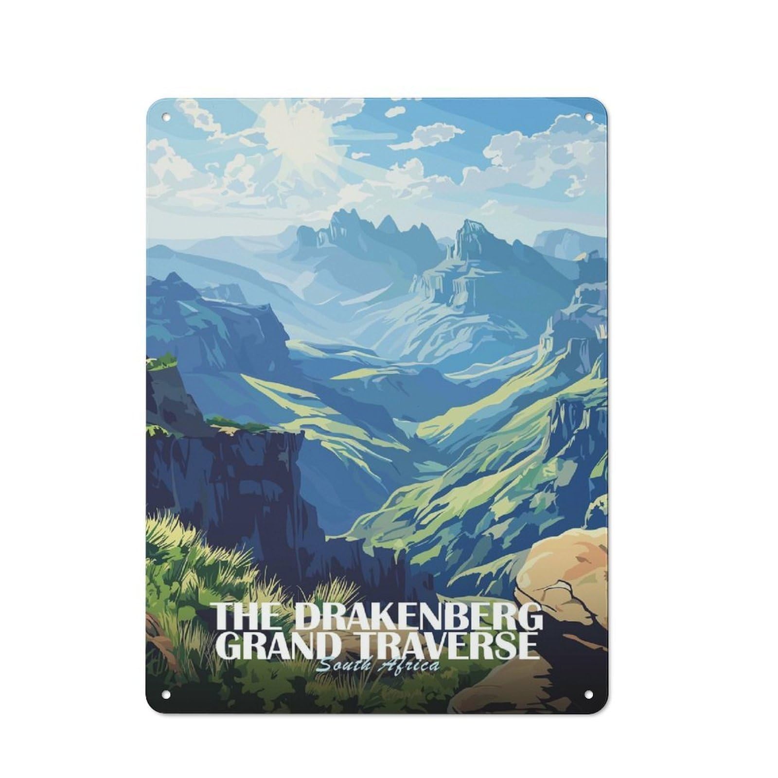 Junmoney Style-3 Drakensberg Grand Traverse South Africa Rustic Tin Sign 40X30cm For Living Room Wall, Suited To Home Wall Decor Collectors